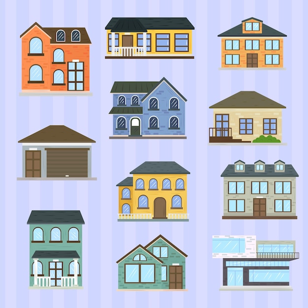 Free vector set of houses and buildings design