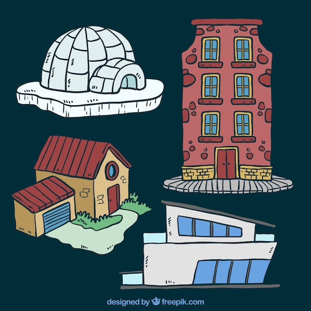 Free vector set of houses in different styles