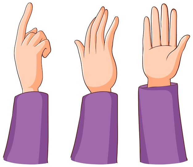 Free vector set of human hands different gesture