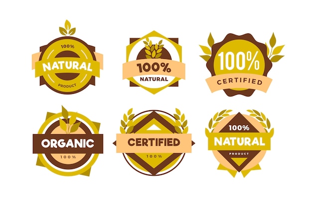 Vettore gratuito set di badge naturali al cento per cento