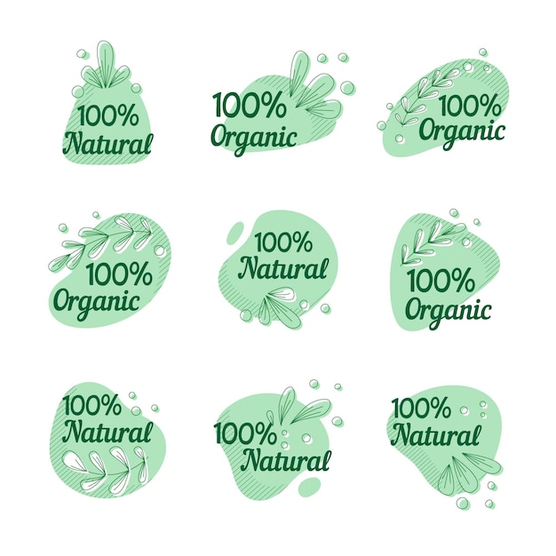 Free vector set of hundred percent natural labels