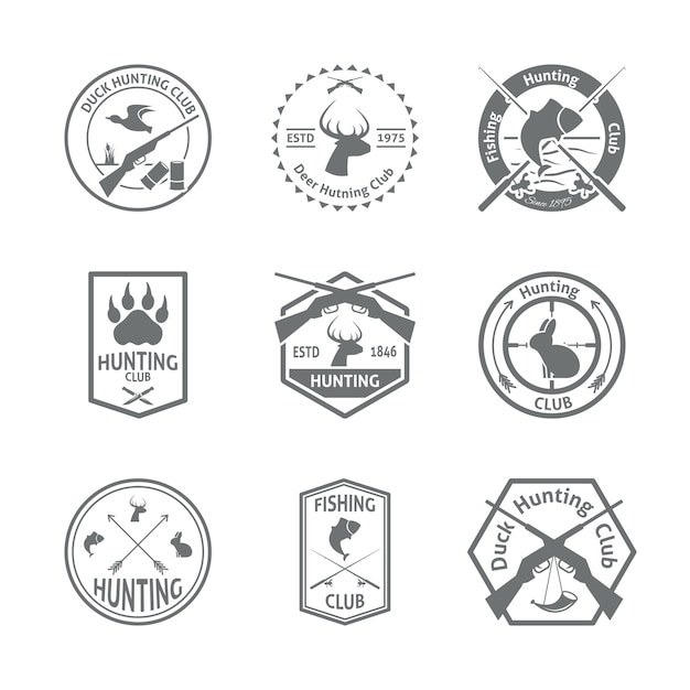 Free vector set of hunting badges