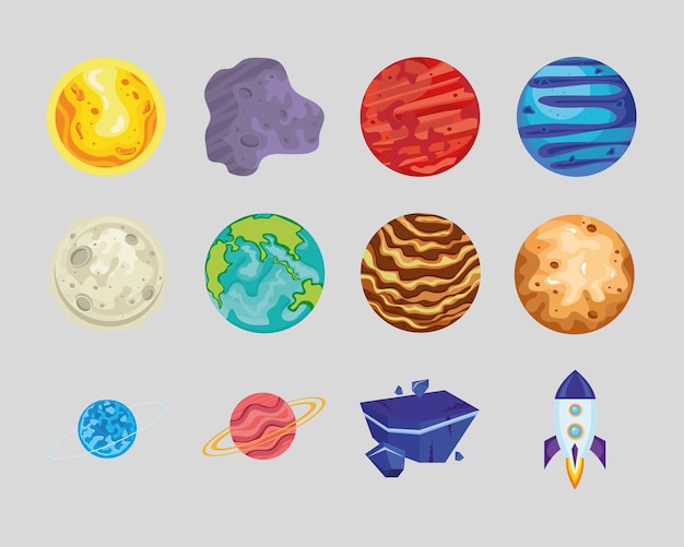 Set of icons astronomy