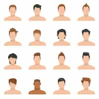 Vettore gratuito set icons of hairstyle man