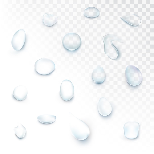 Free vector set of icons realistic droplets