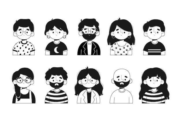 Set di avatar di persone illustrate