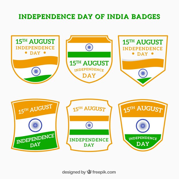 Set of india independence day retro badges