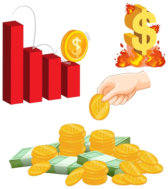 Free vector set of inflation and economic recession crisis