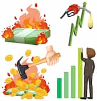 Free vector set of inflation and economic recession crisis