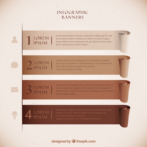 Free vector set of infographic banners in brown tones