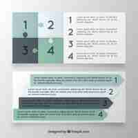 Free vector set of infographic banners in green tones