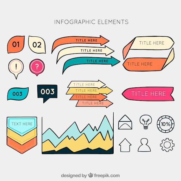 Free vector set of infographic elements in different colors