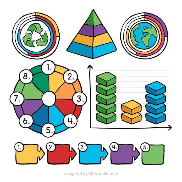 Vettore gratuito set di elementi infographic in diversi colori