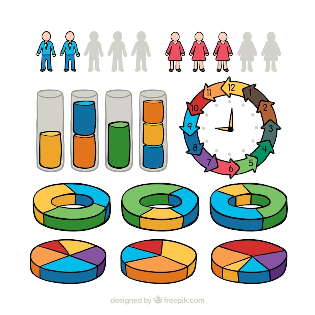 Free vector set of infographic elements in different colors