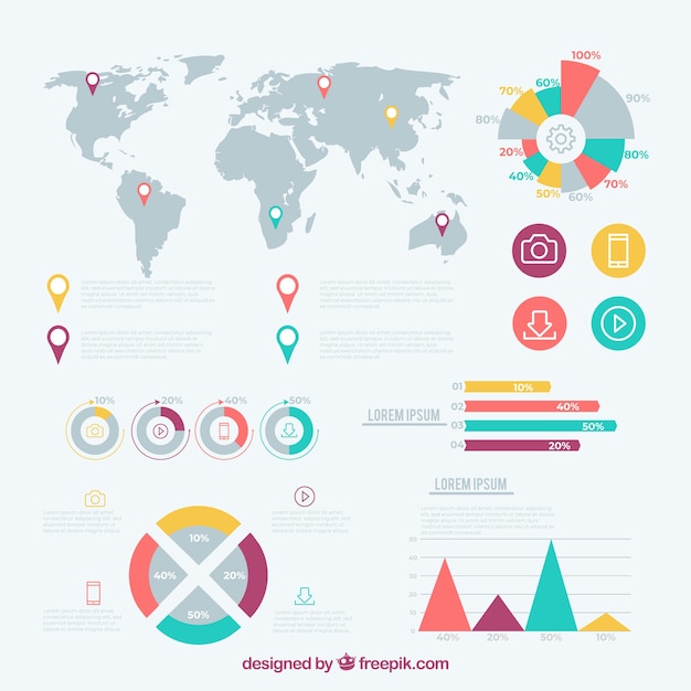 Insieme di elementi infographic in stile piano