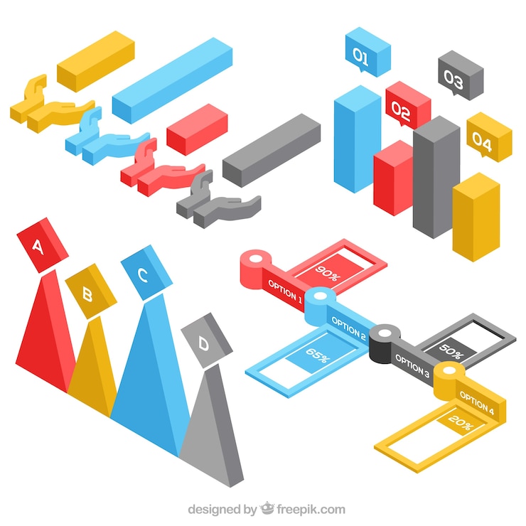 Free Vector set of infographic elements in isometric style
