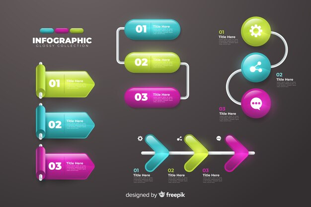 Набор инфографики шагов коллекции шаблонов