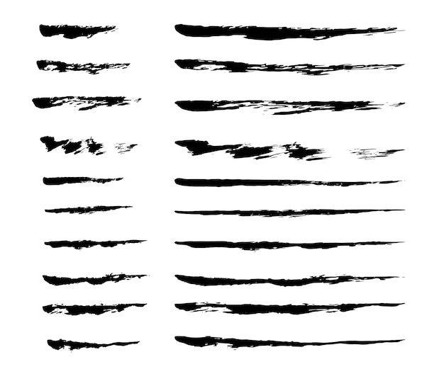 Set of ink brush strokes