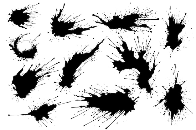 Free vector set of ink splashes hand drawn paint design element