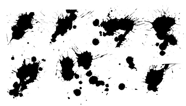 Set of ink splat stain texture design