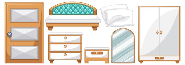 Free vector set of interior furnitures in cartoon style