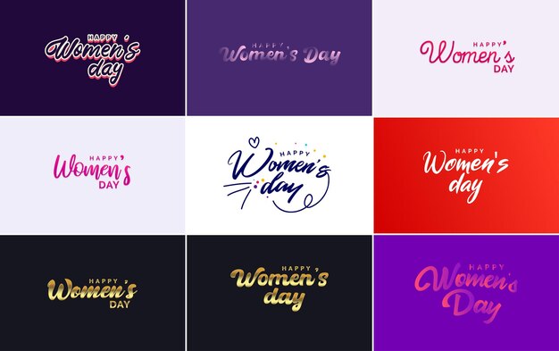 로고가 있는 국제 여성의 날 카드 세트