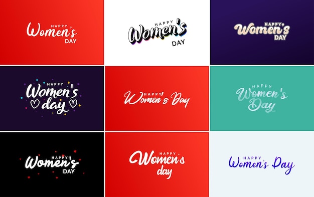 Set of international women's day cards with a logo