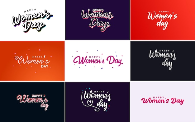 Free vector set of international women's day cards with a logo