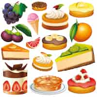 Free vector set of isolated fruits and desserts