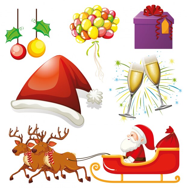 Set of isolated objects of christmas theme