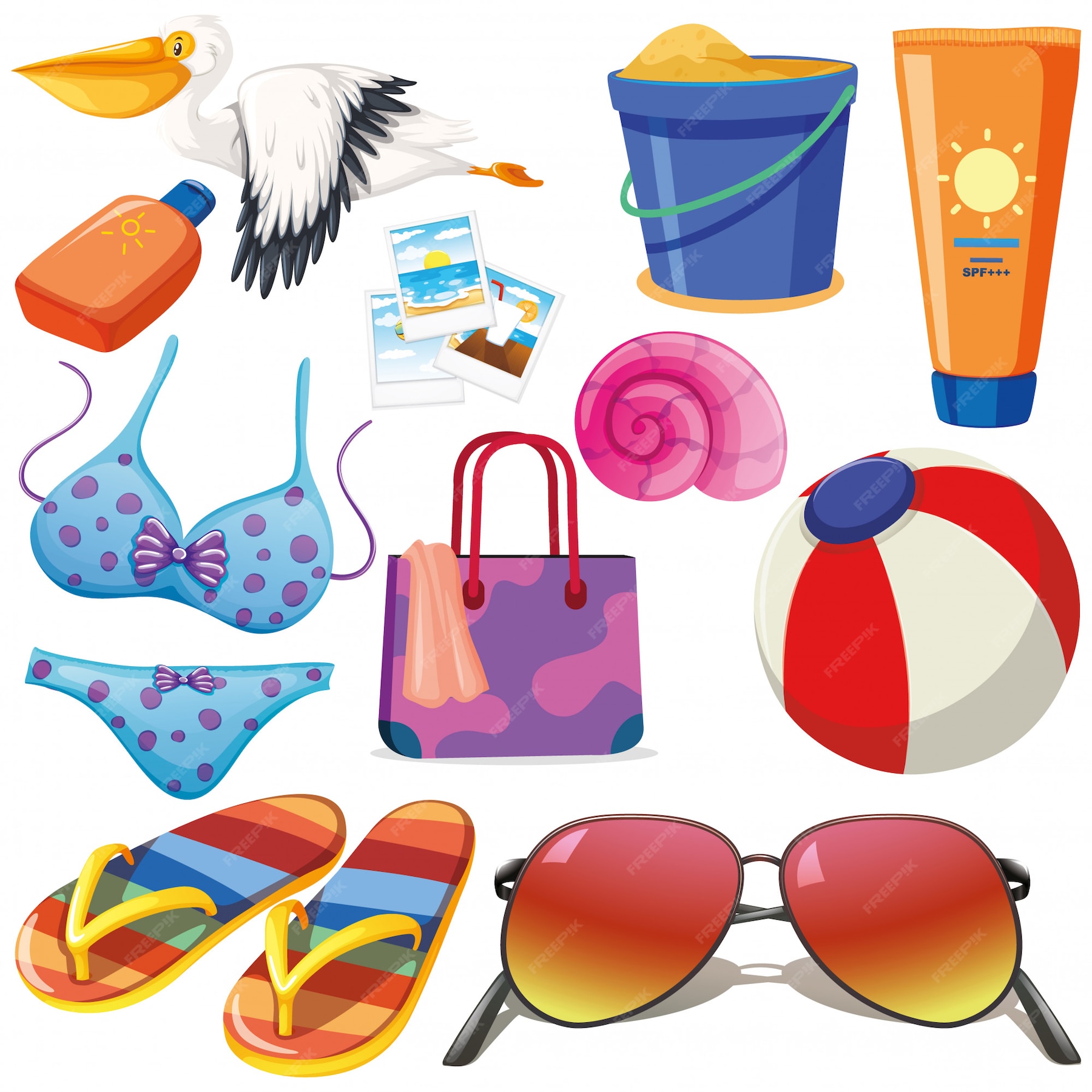 Free Vector | Set of isolated objects theme summer holiday