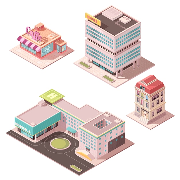 Set of isometric buildings