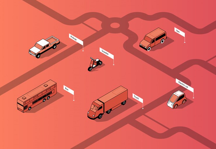 Free Vector set of isometric urban transportation, cars