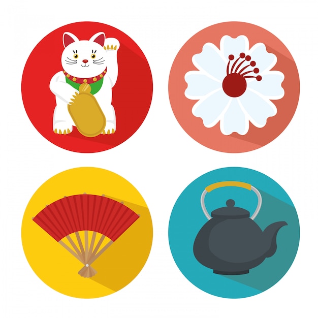 Free vector set japan culture icons