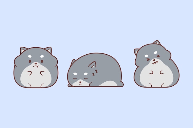 Set of kawaii hamsters