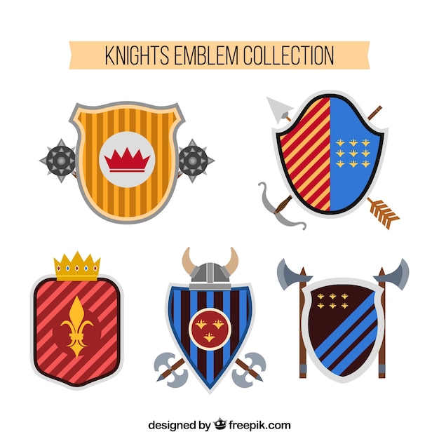 Vettore gratuito set di emblemi cavalieri