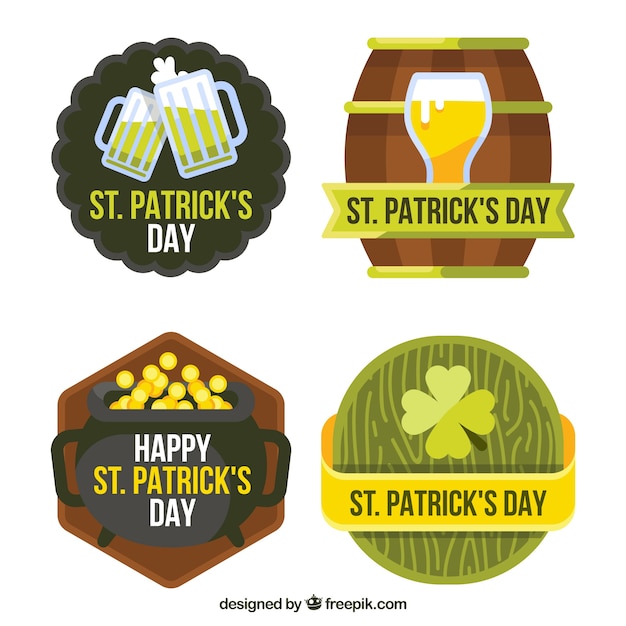 Set of labels of sant patrick's day in flat style