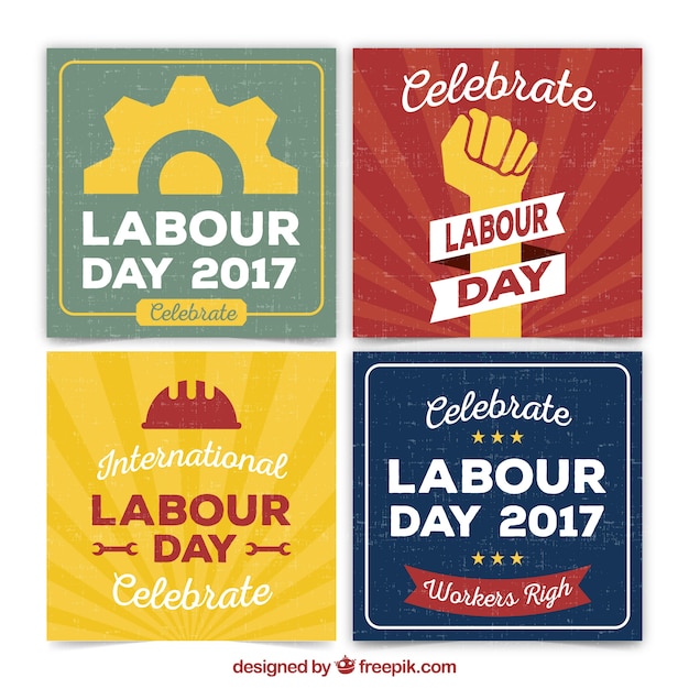 Set of labor day greeting cards