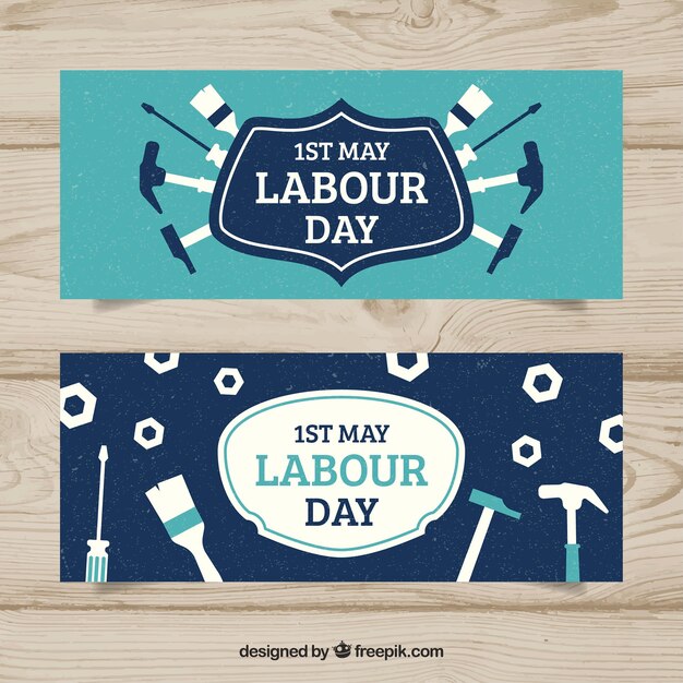 Set of labour day banners in vintage style