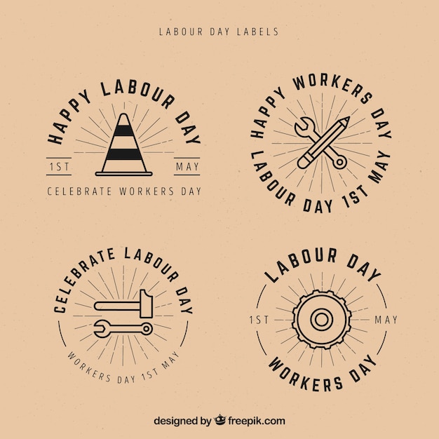 Set of labour day labels in vintage style