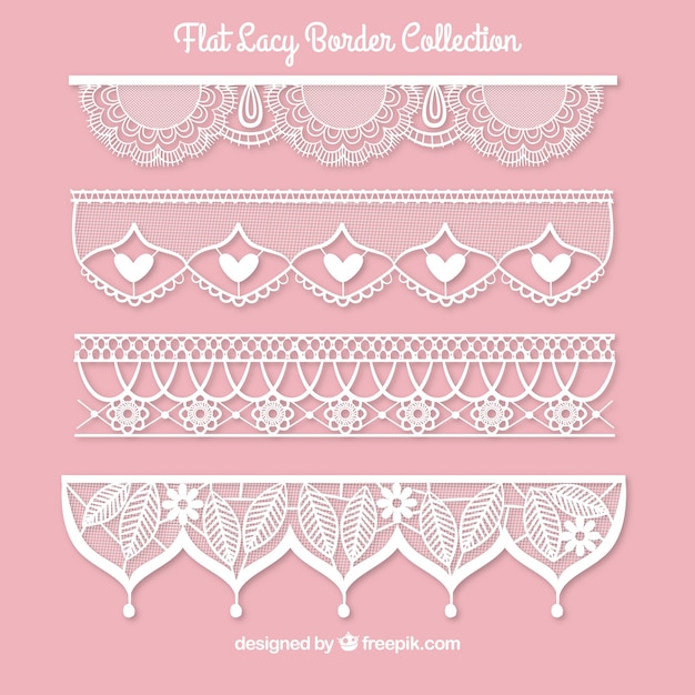 Set of lace borders in flat design