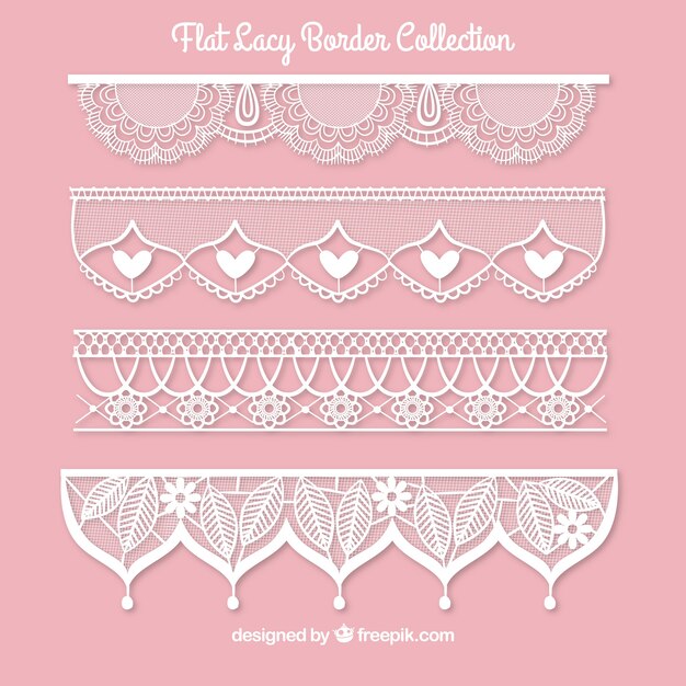 Set of lace borders in flat design