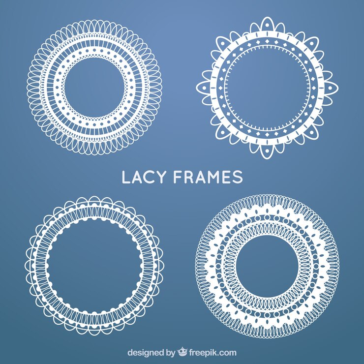Free Vector set of lace round frames in vintage style