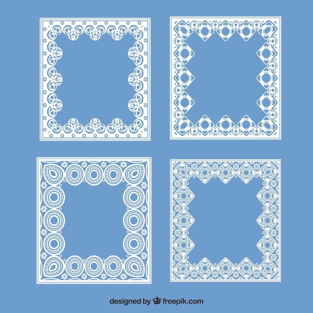 Free vector set of lace square frames in flat design