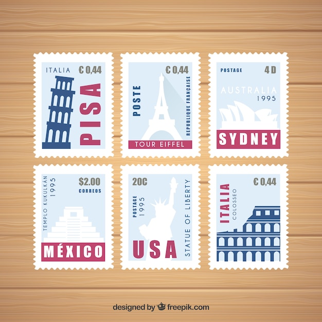 도시와 기념물 랜드 마크 우표의 세트