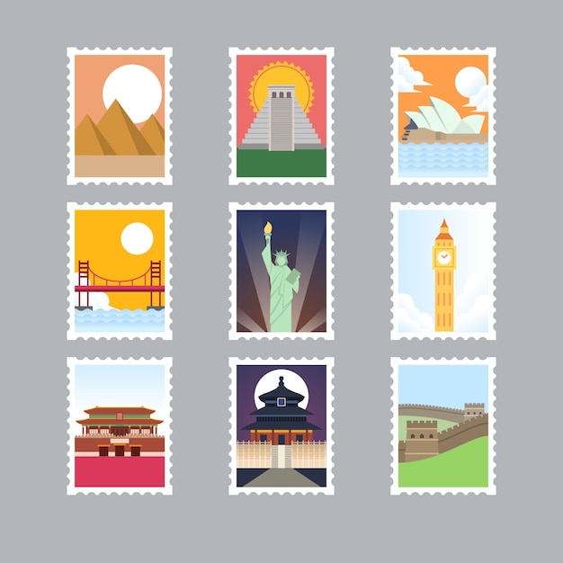 Free Vector  Cute postage stamps