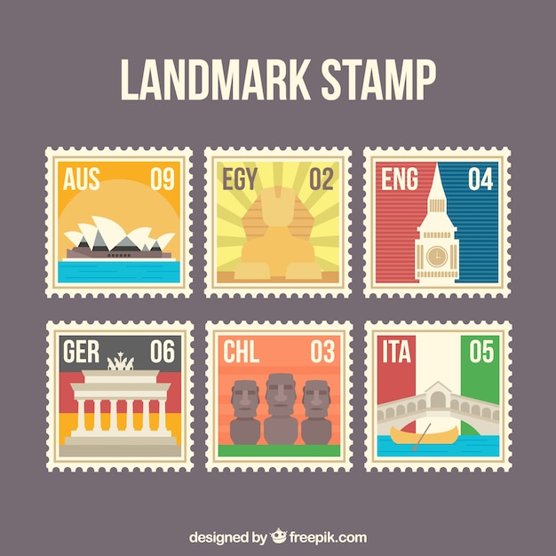Набор знаковых марок с городами и памятниками