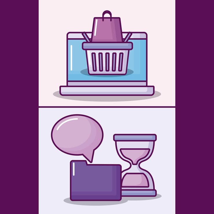 Free Vector set laptop computer with electronic business icons