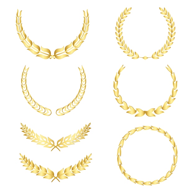 Set of laurel wreath illustration vectors