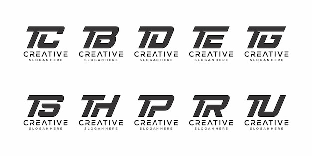 Set of letter t logo design
